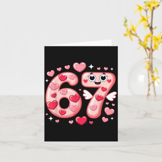 Happy Valentine’s Day 67 Meme Hearts Coquette Bow カード (黄色い花)