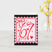 Happy Valentine’s Day 67 Meme Hearts Coquette Bow カード (黄色い花)