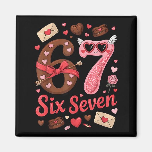 Happy Valentine’s Day 67 Meme Hearts Coquette Bow  マグネット (正面)