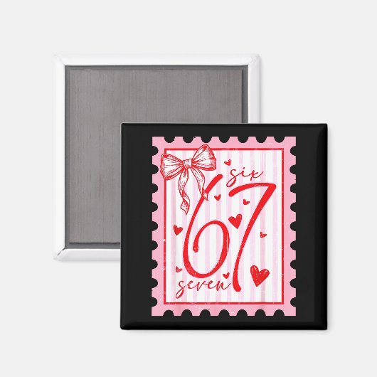 Happy Valentine’s Day 67 Meme Hearts Coquette Bow マグネット (正面/裏面)
