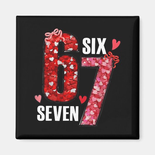 Happy Valentine’s Day 67 Meme Hearts Coquette Bow  マグネット (正面)