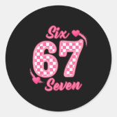 Happy Valentine’s Day 67 Meme Hearts Coquette Bow  ラウンドシール (正面)