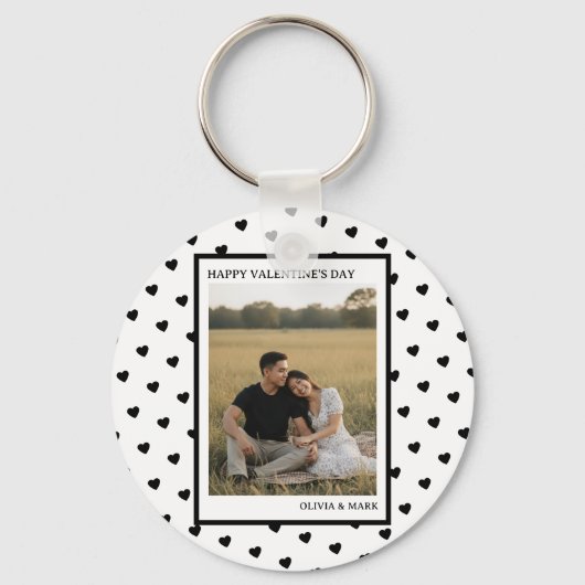 Happy Valentine’s Day Black Heart Design love キーホルダー (正面)