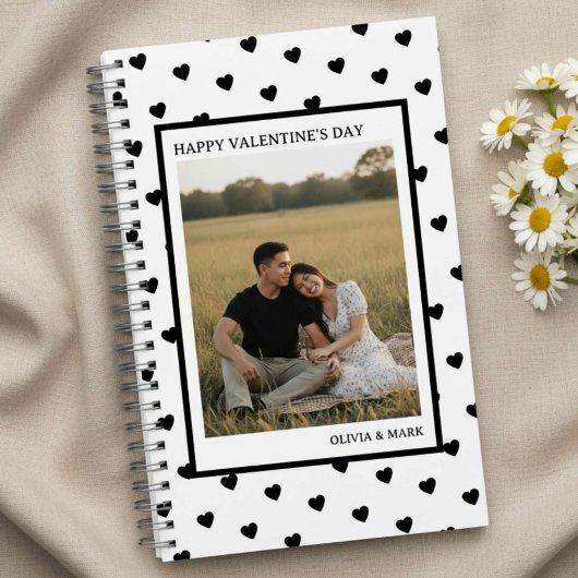 Happy Valentine’s Day Black Heart Design love Not ノートブック