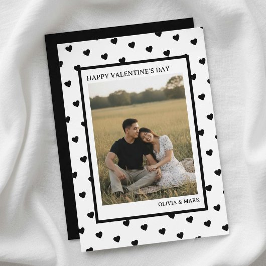 Happy Valentine’s Day Card Black Heart Design  シーズンカード