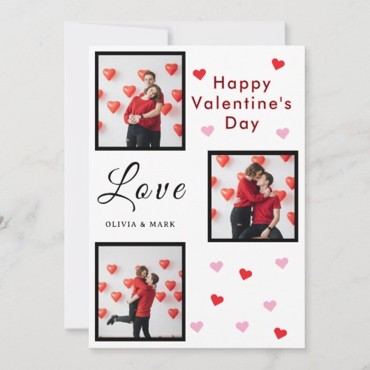 Happy Valentine’s Day Card Custom Photo Collage カード (正面)