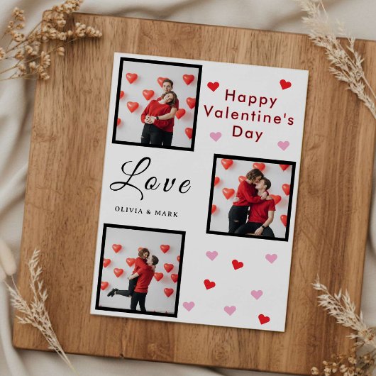Happy Valentine’s Day Card Custom Photo Collage カード
