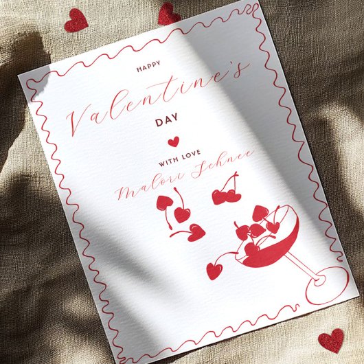 Happy Valentine’s Day – Cherry Hearts in Cocktail シーズンカード