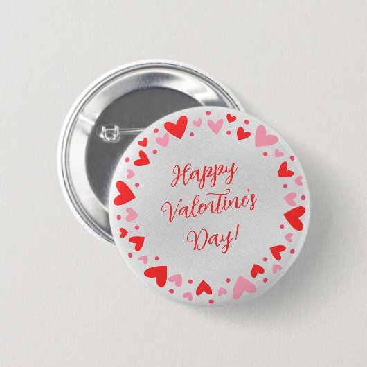 Happy Valentine’s Day Circle of Hearts Button 缶バッジ (正面&裏面)