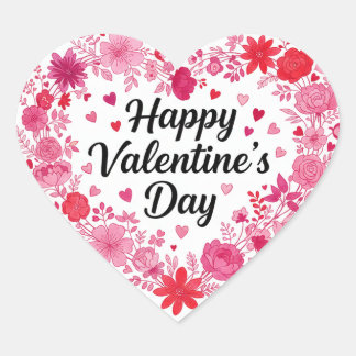 Happy Valentine’s Day Classic Round Heart Sticker  ハートシール
