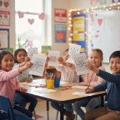 Happy Valentine’s Day Coloring for Students ポストカード