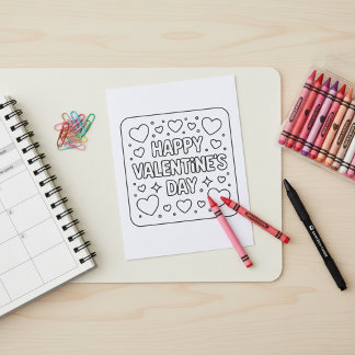 Happy Valentine’s Day Coloring for Students ポストカード