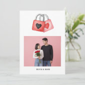 Happy Valentine’s Day Custom Photo Collage Holiday シーズンカード (スタンド正面)