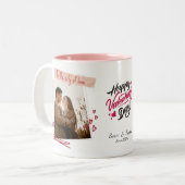 Happy Valentine’s Day Custom Photos & Names Mug  ツートーンマグカップ (正面左)