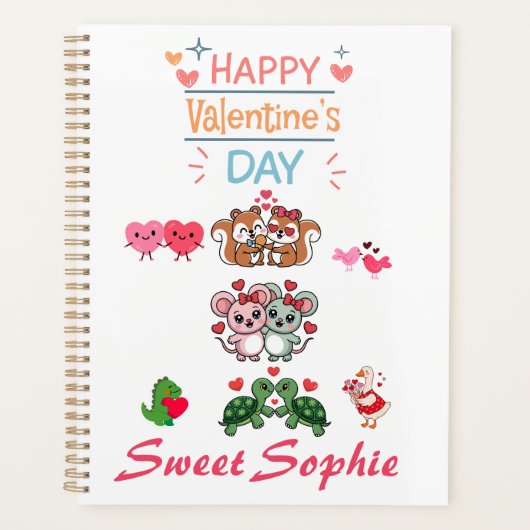 Happy Valentine’s Day Cute Animal Couples プランナー手帳 (正面)