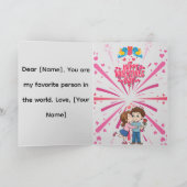 Happy Valentine’s Day Cute Couple Illustration  カード (内部)