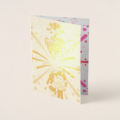 Happy Valentine’s Day Cute Couple Illustration  箔カード (正面)