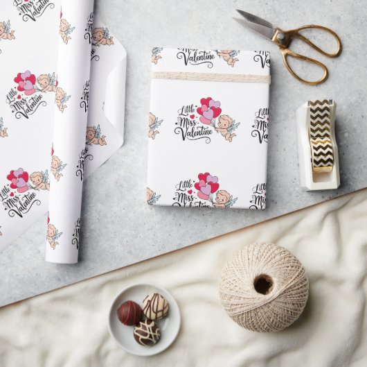 Happy Valentine"s day Cute cupid personalized  ラッピングペーパー (クラフト)