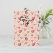Happy Valentine’s Day Cute Pink Hearts Greeting Ca シーズンカード (スタンド正面)