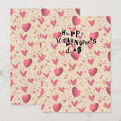 Happy Valentine’s Day Cute Pink Hearts Greeting Ca シーズンカード (正面/裏面)