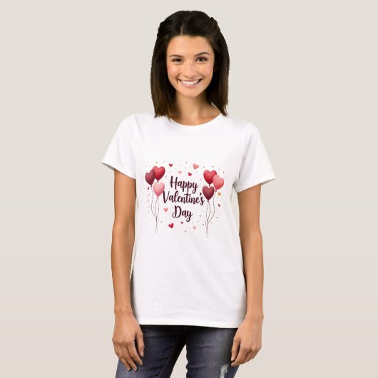 Happy Valentine’s Day Elegant Calligraphy T-Shirt Tシャツ (正面フル)