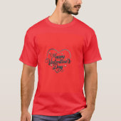Happy Valentine’s Day – Elegant Heart Script Typog Tシャツ (正面)