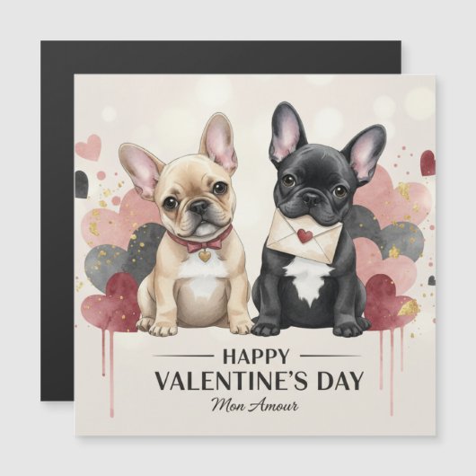 Happy Valentine’s Day French Bulldog Magnet (正面/裏面)