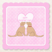 Happy Valentine’s Day Golden Dogs Flat Card ペーパーコースター (正面)