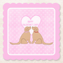 Happy Valentine’s Day Golden Dogs Flat Card ペーパーコースター