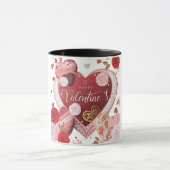 Happy Valentine’s Day Heart Design – Romantic Love マグカップ (中央)