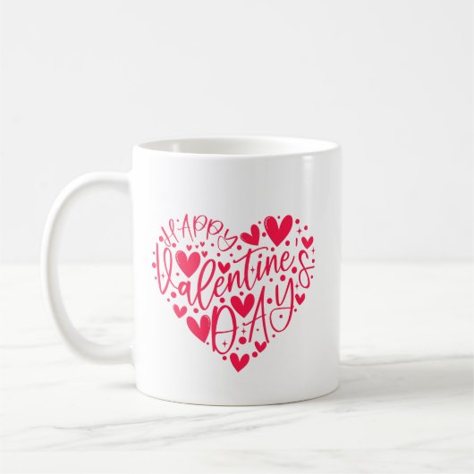 Happy Valentine’s Day Heart Lettering コーヒーマグカップ (左)