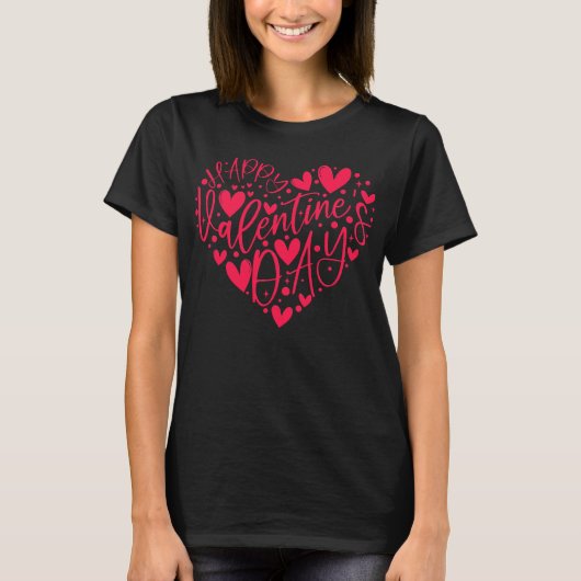 Happy Valentine’s Day Heart Lettering Tシャツ (正面)