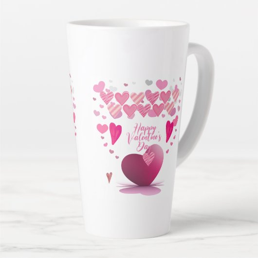 Happy Valentine’s Day Heart Pattern Latte Mug カフェラテマグ (右アングル)
