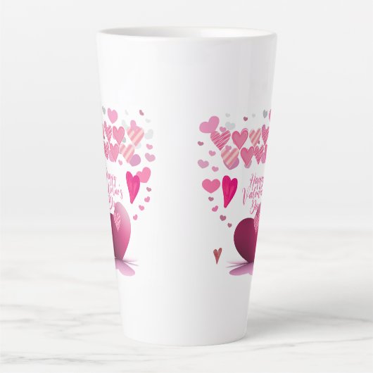 Happy Valentine’s Day Heart Pattern Latte Mug カフェラテマグ (正面)