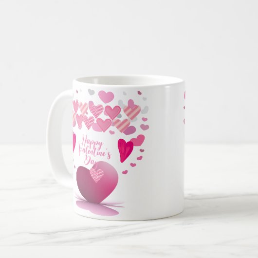 Happy Valentine’s Day Heart Pattern Mug コーヒーマグカップ (正面左)