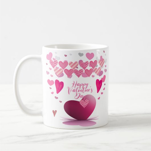 Happy Valentine’s Day Heart Pattern Mug コーヒーマグカップ (左)