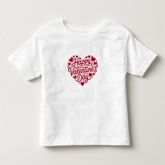 Happy Valentine’s Day Heart Typography – Red Love トドラーTシャツ (正面)