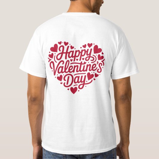 Happy Valentine’s Day Heart Typography – Red Love  Tシャツ (裏面)