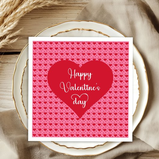Happy Valentine’s Day Hearts Love Napkins スタンダードカクテルナプキン