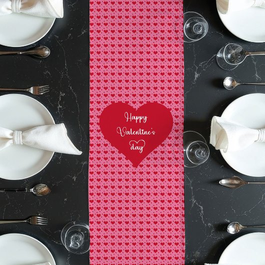 Happy Valentine’s Day Hearts Romantic Table Runner ロングテーブルランナー