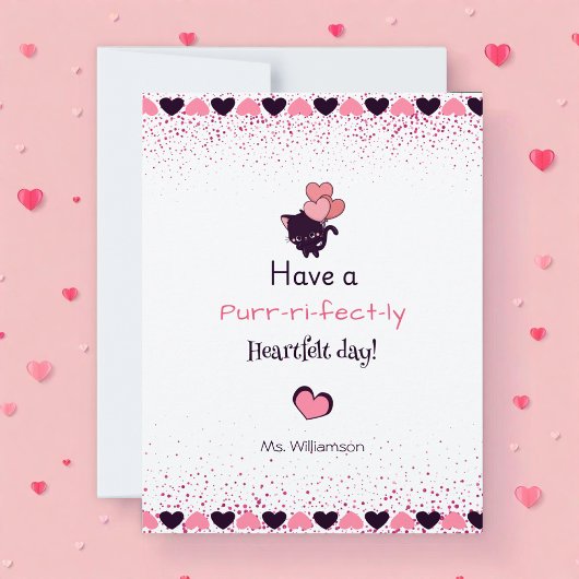 Happy Valentine’s Day Kawaii Cat Kids Flat Card