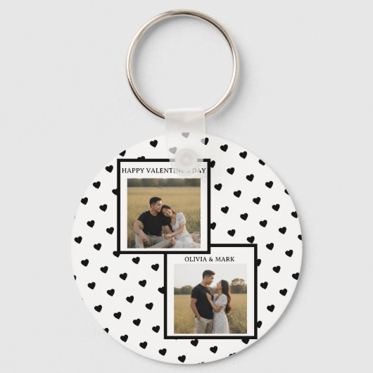 Happy Valentine’s Day Keychain Black Heart Custom キーホルダー (正面)