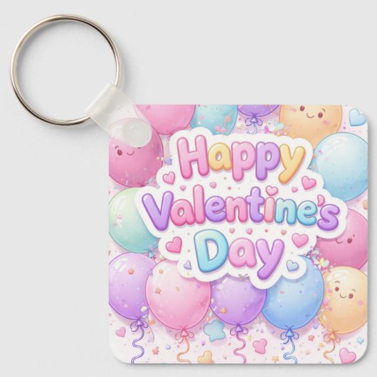 Happy Valentine’s Day Keychain | Romantic Love Key キーホルダー (正面)