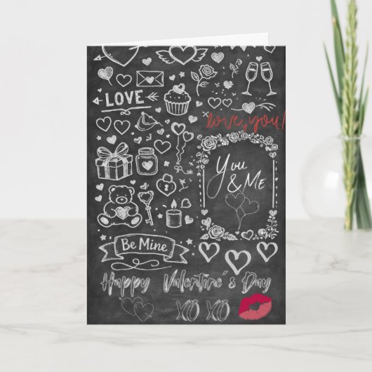 Happy Valentine´s Day - Love chalkboard カード (正面)