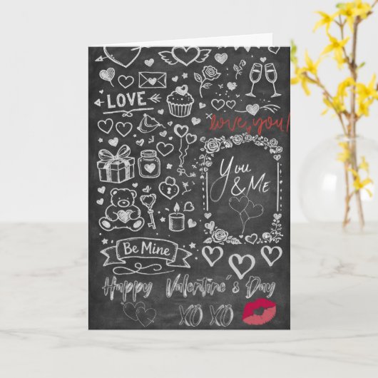 Happy Valentine´s Day - Love chalkboard カード (黄色い花)