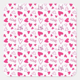 Happy Valentine’s Day Lover Present with Red Heart スクエアシール