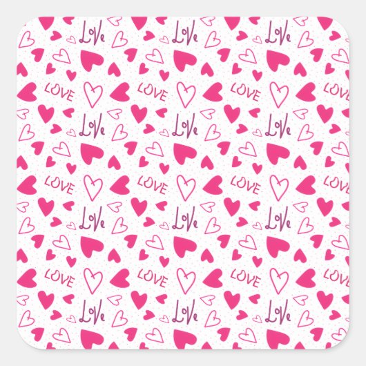 Happy Valentine’s Day Lover Present with Red Heart スクエアシール (正面)