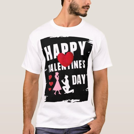 Happy Valentine’s Day Matching Couples Outfit Tee Tシャツ (正面)