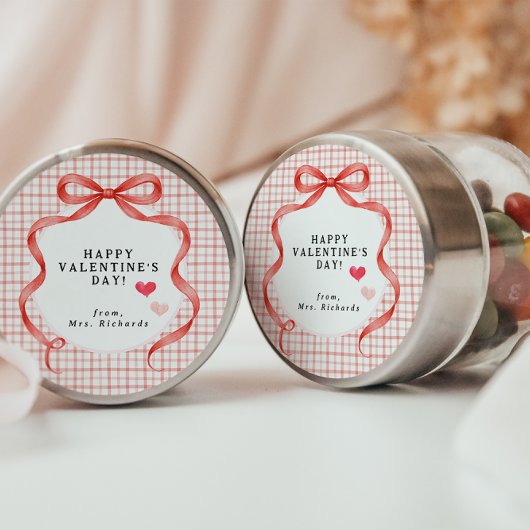 Happy Valentine’s Day Personalized Teacher Sticker ラウンドシール