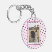 Happy Valentine’s Day Pink Heart Custom love キーホルダー (正面左)